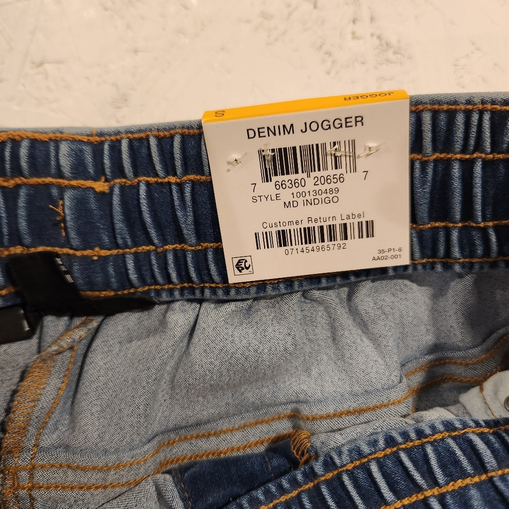 INC core denim jogger jeans fading drawstring stretch waist blue indigo - Picture 7 of 13
